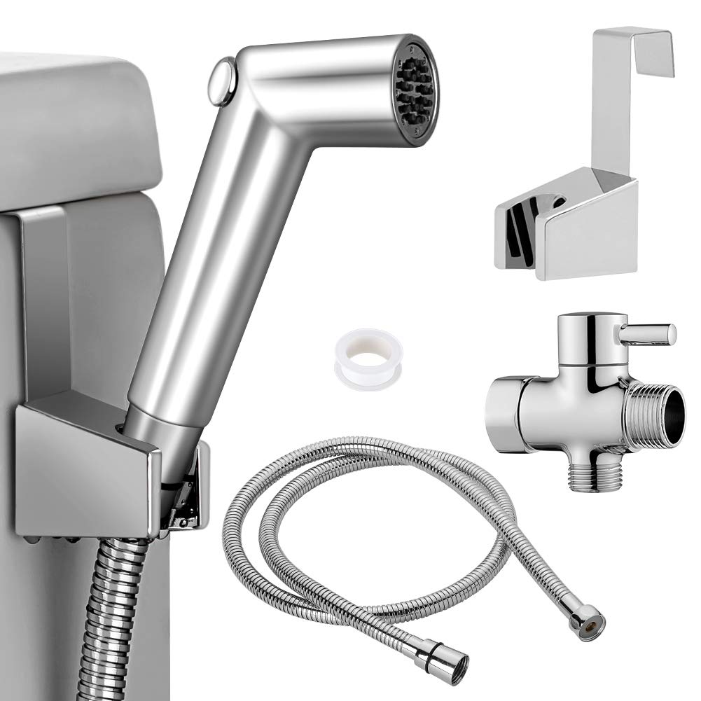 Anza Bidet Sprayer for Toilet, Pressure Control Handheld Cloth Diaper Sprayer, Stainless Steel Hose Bidet for Feminine Wash (Chrome)