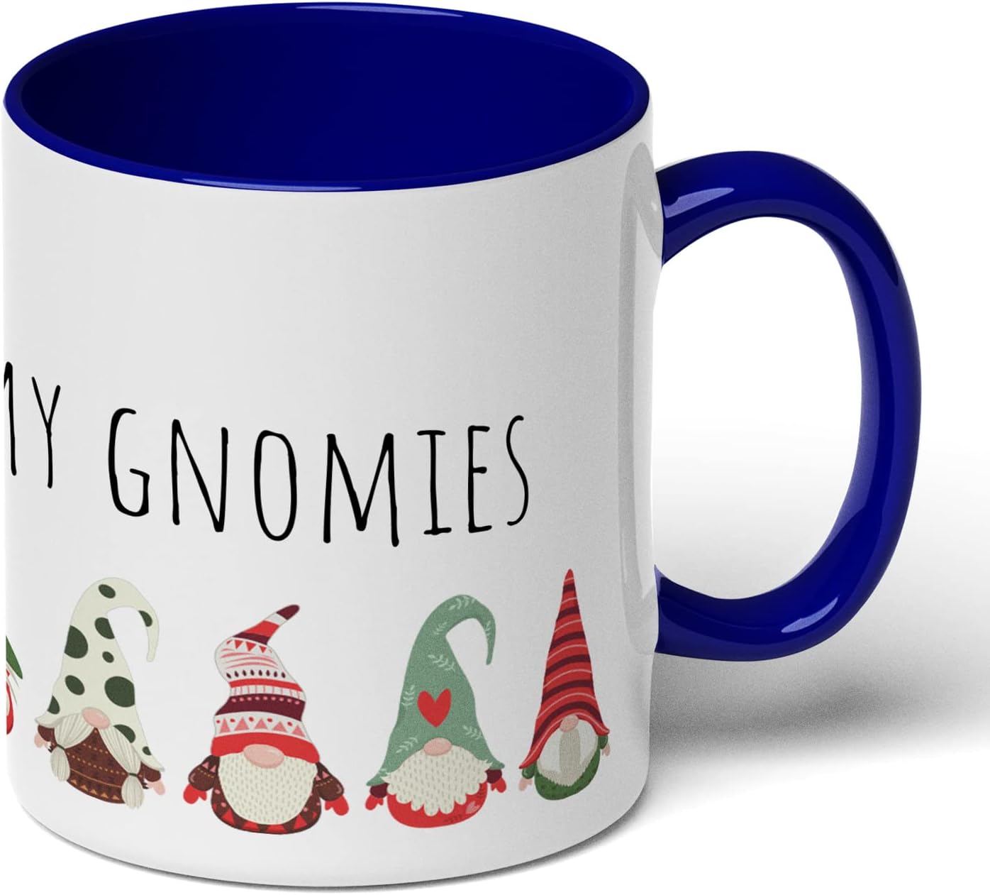 GotPrint Chillin with My Gnomies Mug Merry Christmas Holiday Coffee Theme Gifts Ceramic Cup, Indigo, 11 Oz