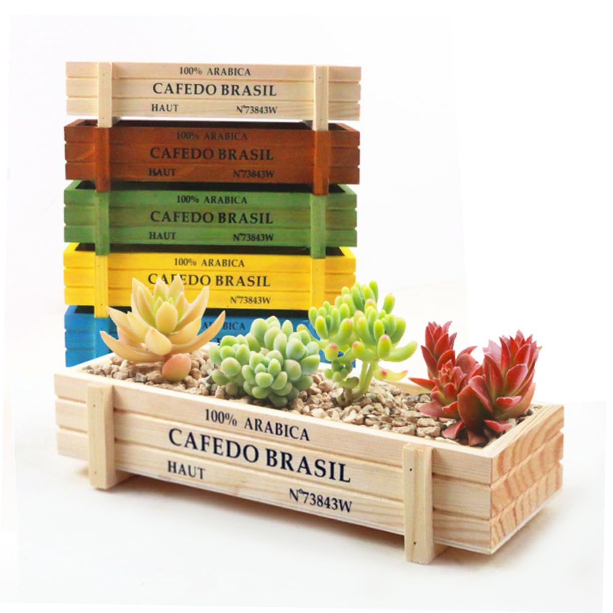 KITANDOVE 2pcs Wooden Succulent Planters Retro Flower Pots for Minimalist Design Planters Wood Planter Box for Succulents Plants - Image 3