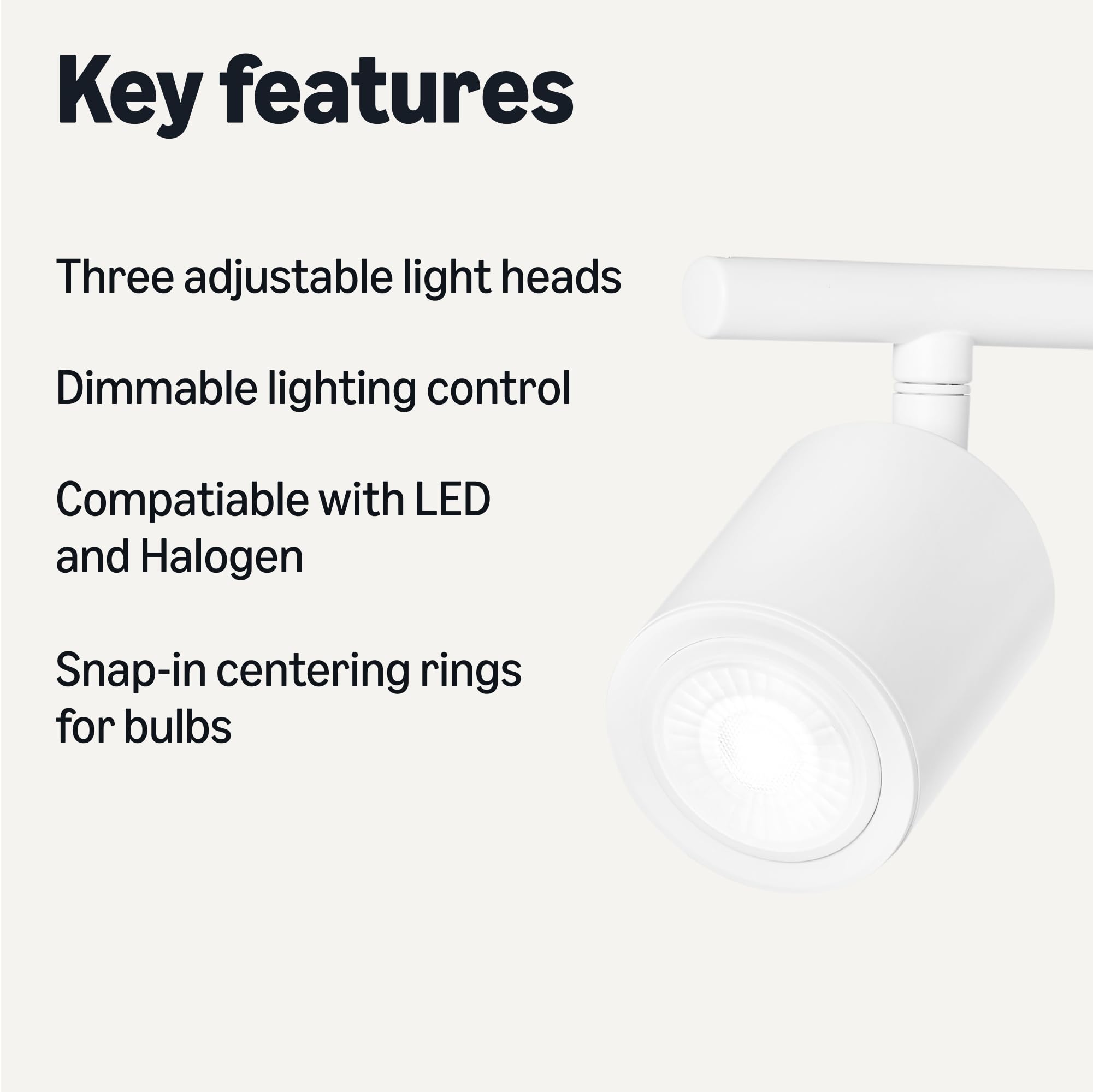 Amazon Basics 3-Light Track Lighting Kits, 50.8 x 12.7 x 17.8 cm, 1 Pack, White - 2