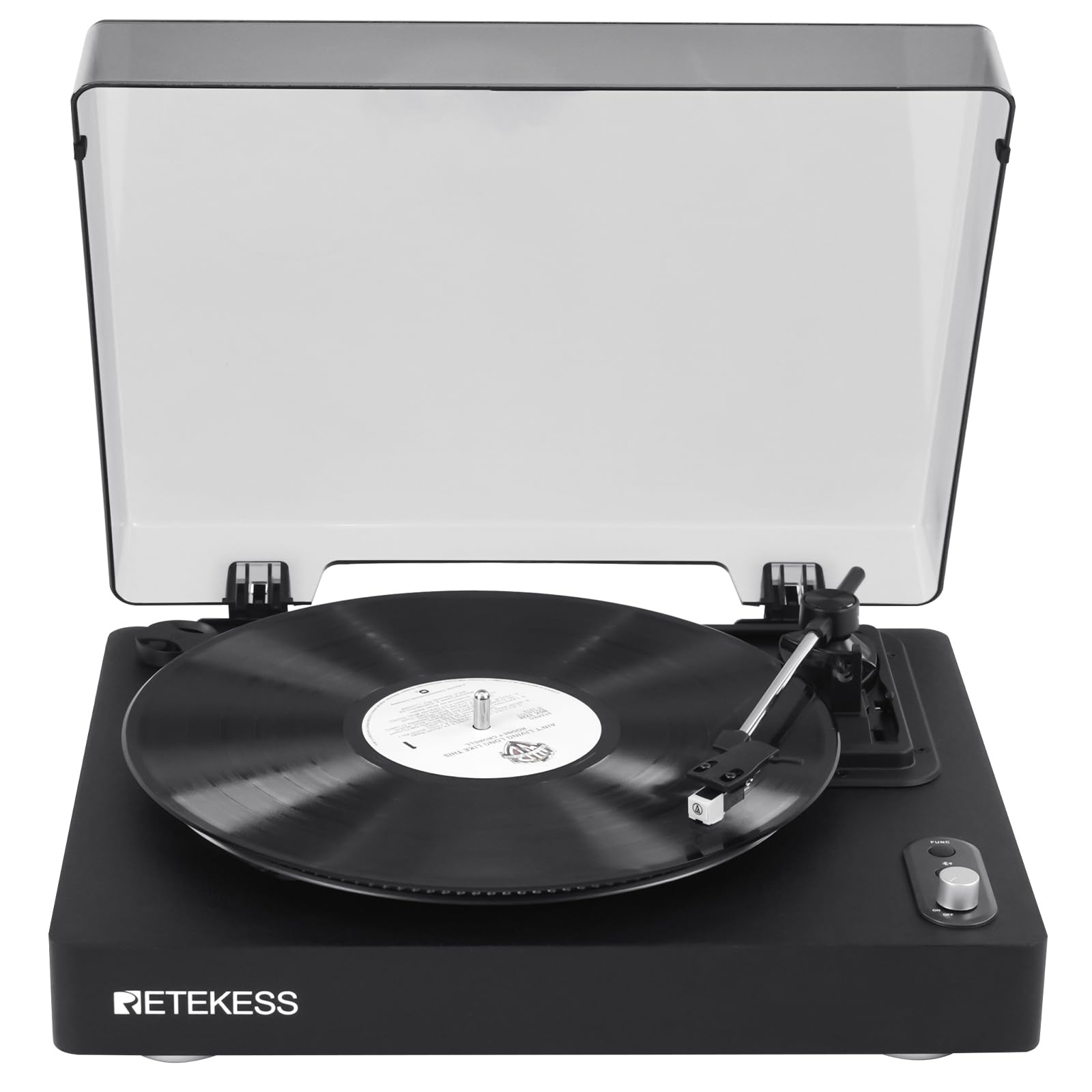 Retekess TR643 Giradischi Vinili, Lettore Vinile, Testina Magnetica AT-3600L, 33/45/78 giri/min, Riproduzione Wireless, Arresto Automatico, Jack per cuffie, Adatto per gli Amanti della Musica