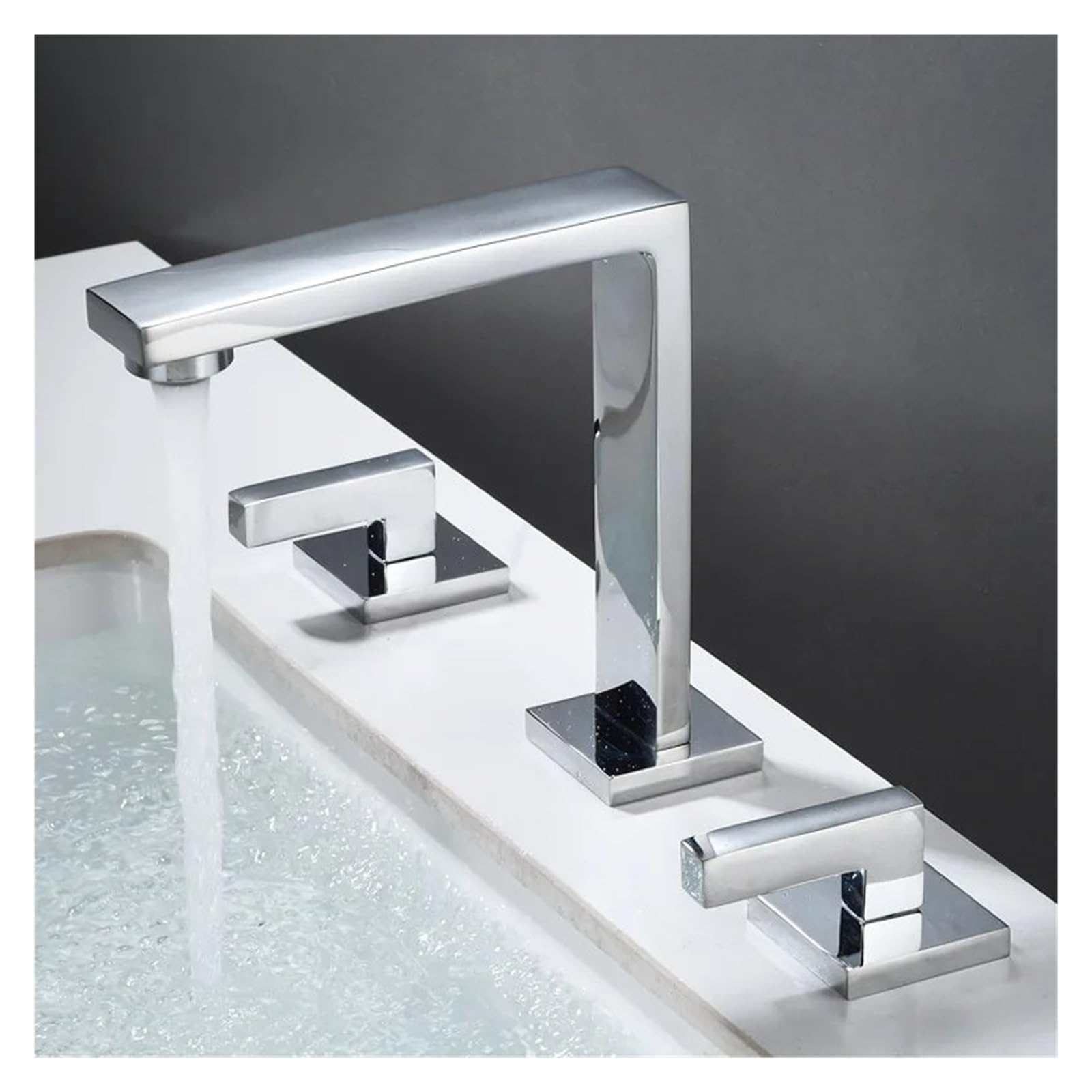Robinet lavabo 3 trous en laiton gris pistolet et noir haute qualité