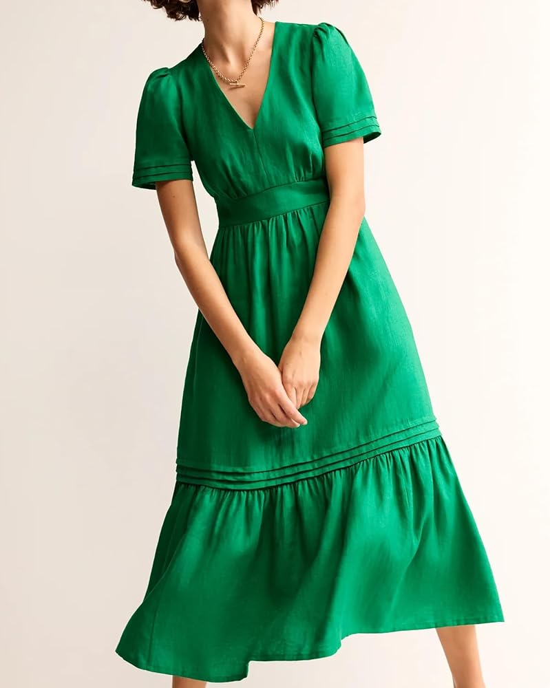 スカート COTTON LINEN RUFFLE RUFFLE DRESS Cotton & Linen Semi-Sheer Ruffle Trim Long Dress | COMMENSE