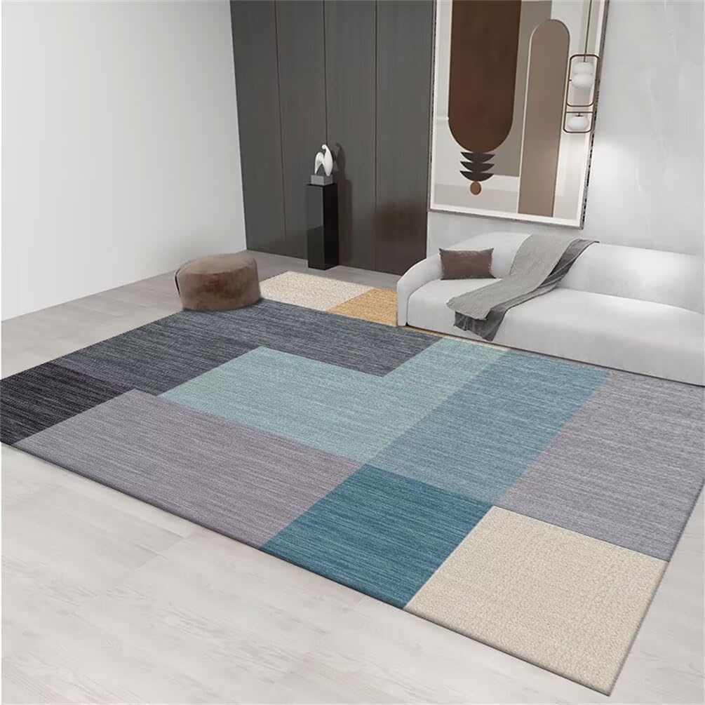 Tapis chambre ado et jeux enfant bleu gris 120x180cm