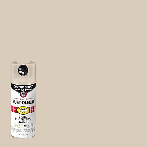 Miniatura 2 de Rust-Oleum 376875 - Pintura en aerosol 5 en 1 personalizada para prevención del óxido, 12 onzas, blanco satinado