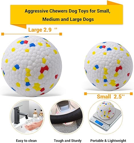 Miniatura 9 de Pelotas para perros de juguete para masticadores agresivos, bolas flotantes indestructibles y duraderas para perros para buscar, bola de goma sólida