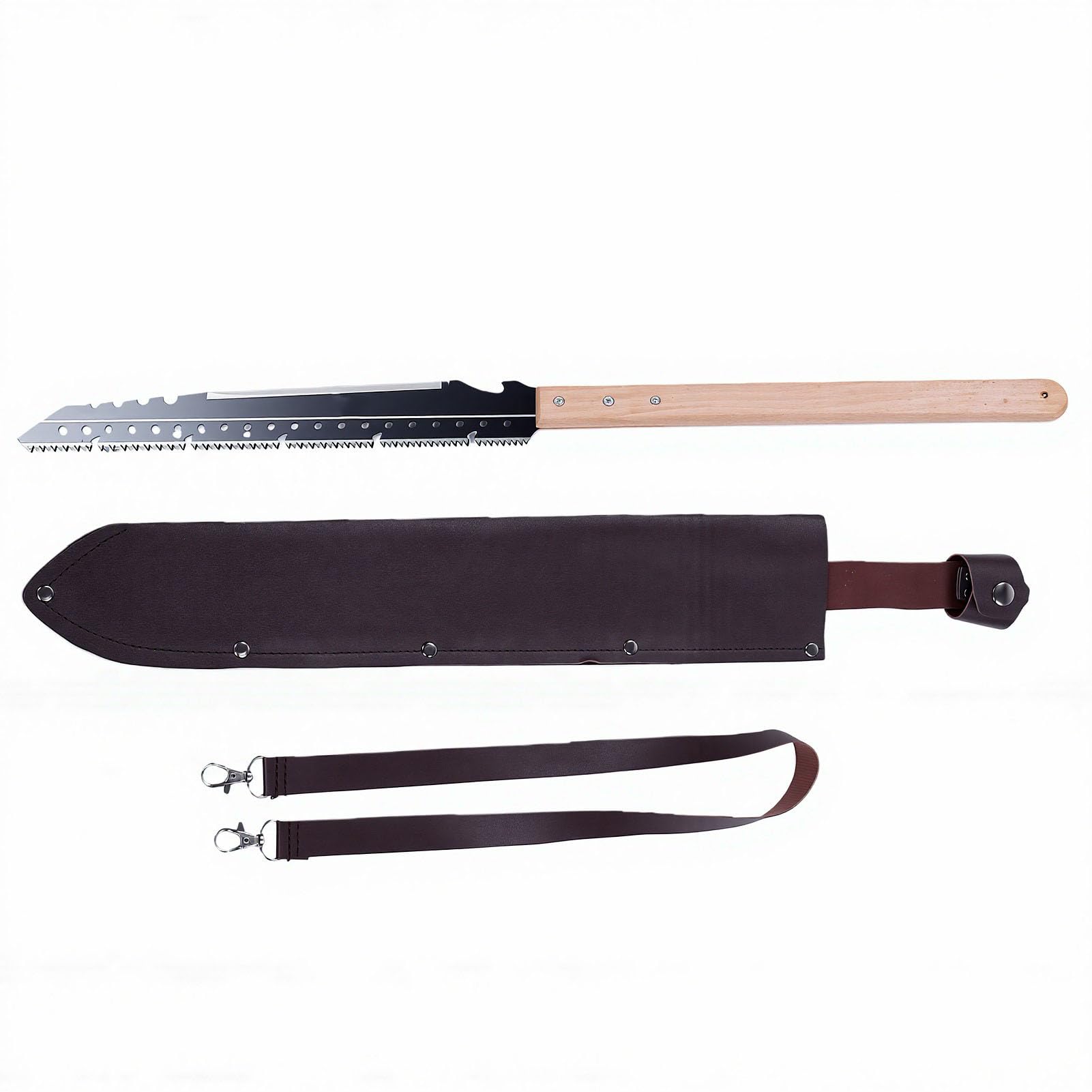 Eujgoov Scie à Main 440mm, Scie Japonaise avec Lame en Acier SK5 et étui en Cuir, pour élagage des Arbres, Jardinage et Travaux Extérieurs