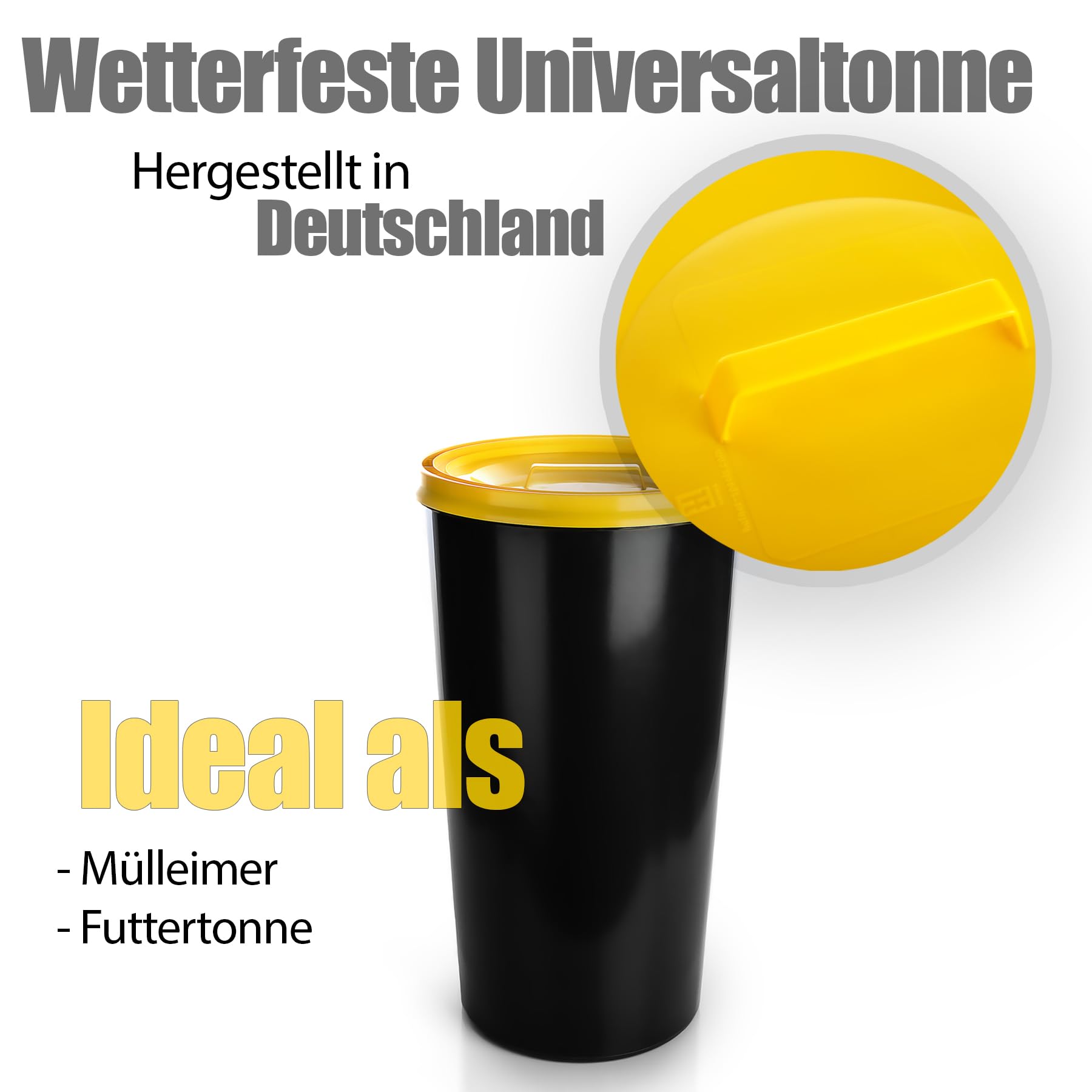 BigDean wetterfeste Universaltonne 60L mit luftdicht verschließbarem Deckel in Gelb – auch als -Futtertonne oder Mülltonne - Germany (803556) ab 18,99 € | Preisvergleich bei