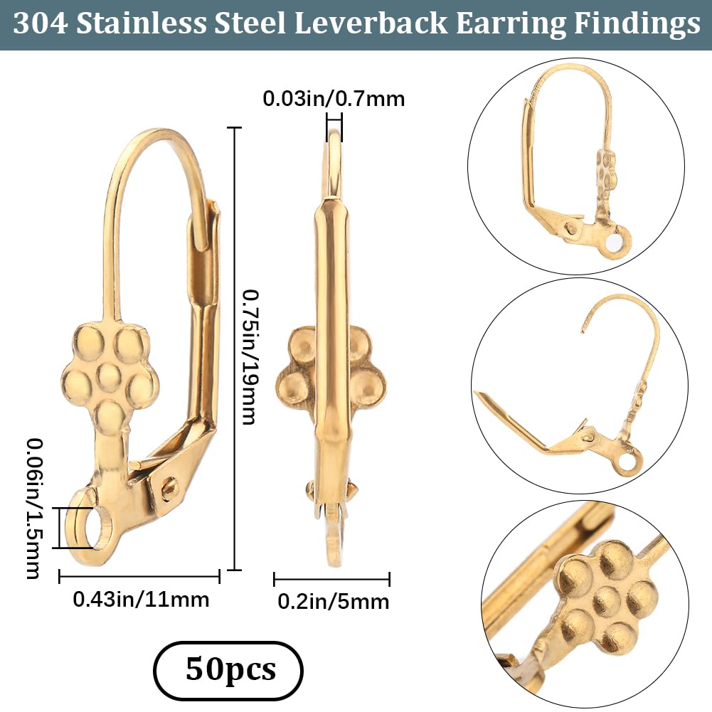 Beebeecraft 24 pz 2 Colori Accessori per Orecchini A Leva 18K Placcati in Oro e Platino Ganci per Orecchini Francesi Motivo Floreale Intercambiabili Filo per Orecchie Pendenti per La Creazione