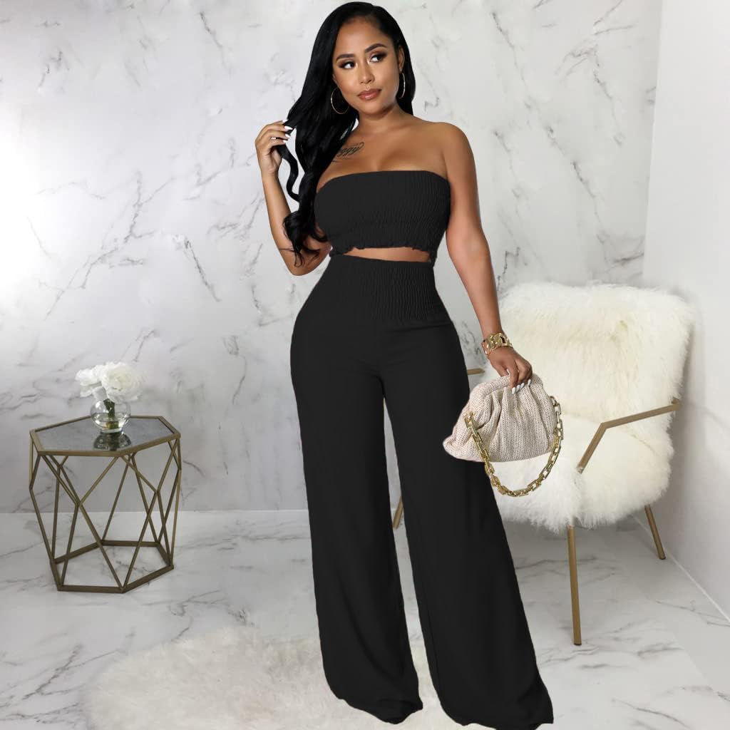 Womens Summer Outfits Crop Tops and Pants Sets Sexy Vacation Jumpsuits 2 Piece Sets with Pockets - Image 5