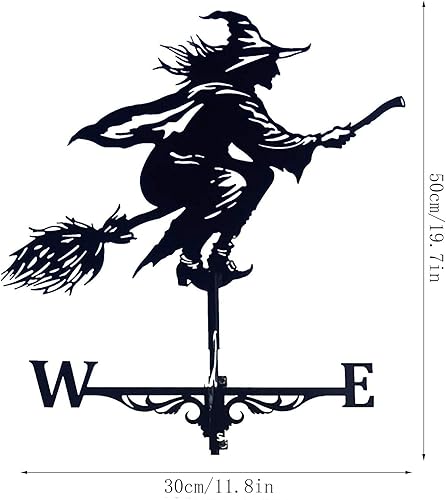Miniatura 5 de Alnicov Veleta de metal de bruja, veleta de acero inoxidable con montaje en el techo, decoración de jardín para exteriores, granja, patio, jardín,