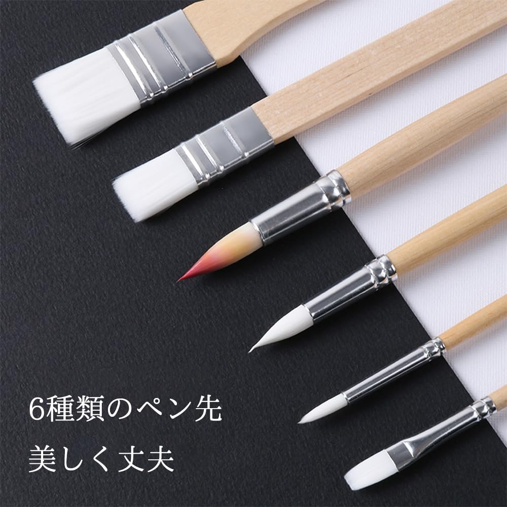 Amazon.co.jp: GLOWZEN 水彩筆 ハケ ナイロンの毛 6本セット アート