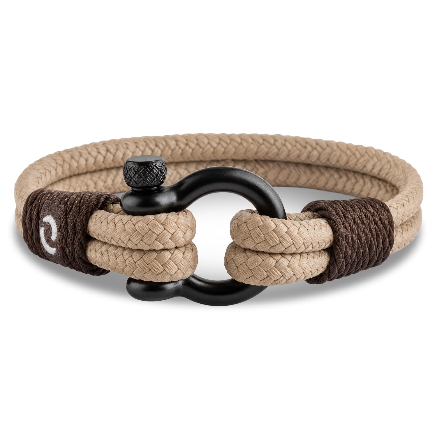 mens rope bracelet - stainless steel black shackle, extremely durable and scratch resistant waterproof paracord, handmade, nautical wristband for men 3-7.79