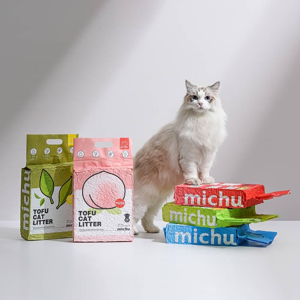 Michu Arena para gatos de tofu para gatos, la mejor arena para gatos, arena natural aglutinante para gatos, 2.5 kg/2,494.8 g, 5 aromas (Ocean Fresh, paquete de 2)