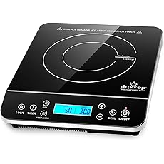 Duxtop Portable Countertop Burner Hot Plate with LCD Sensor Touch - 1800 Watts, Silver & Professional Stainless Steel Cookware Induction Ready Impact-bonded Technology