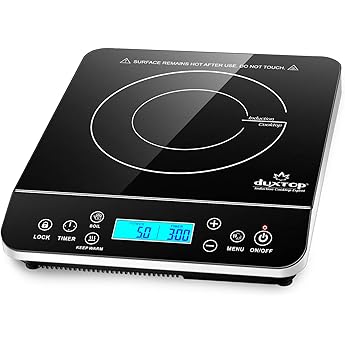 Duxtop Portable Countertop Burner Hot Plate with LCD Sensor Touch - 1800 Watts, Silver & Professional Stainless Steel Cookware Induction Ready Impact-bonded Technology