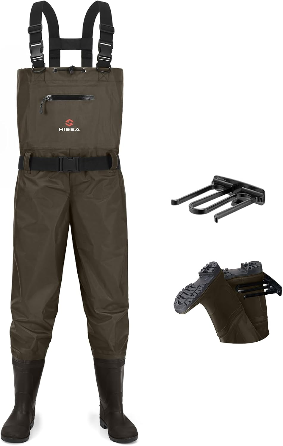 HISEA Bootfoot Chest Wader for Men Women 2-Ply Nylon/PVC Waterproof Mesh lining Fishing Hunting Waders with Boot Hanger