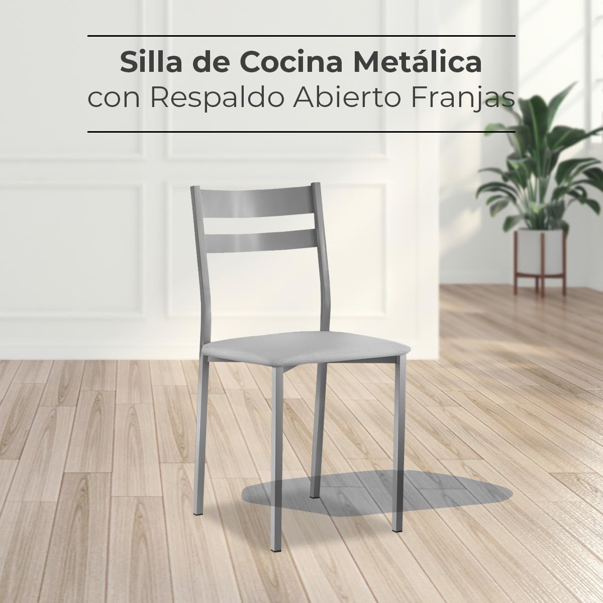 ASTIMESA Dos Sillas de Cocina Respaldo Franjas Gris