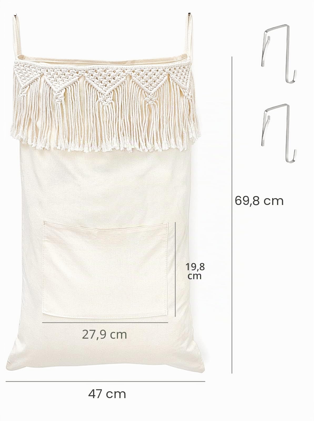 Mkono Makramee hängt Wäschekorb über die Türtasche Korb Platzsparend, Boho Wäschetasche Hängekorb Organizer für schmutzige Kleidung, für College Schlafsaal Badezimmer Home Travel