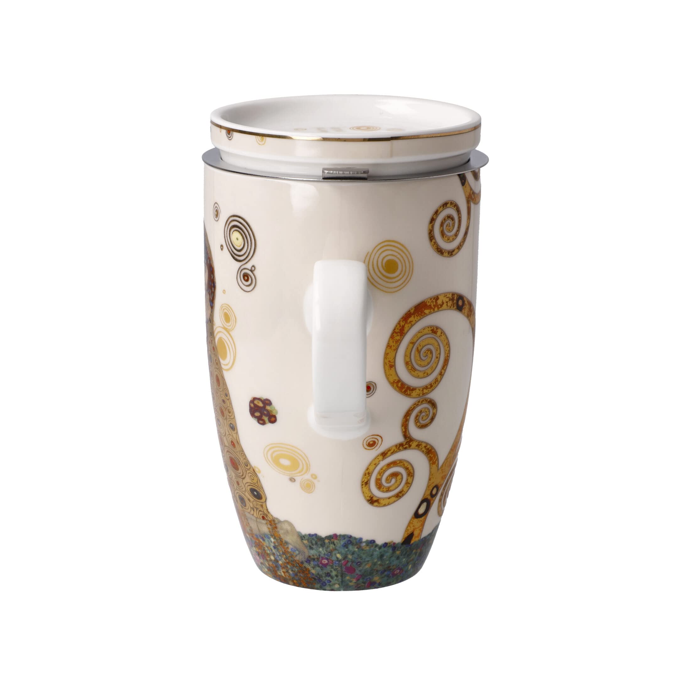 Goebel Teetasse mit Deckel und Sieb zum Sammeln Gustav Klimt Der Kuss, 11,5x8x14cm, 0,45L, 67-072-02-1