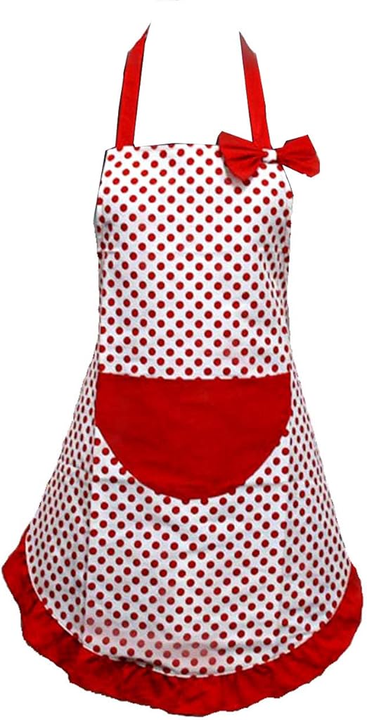 Hyzrz Lovely Lady Red Dot Kitchen Flirty Canvas Restaurant Cake Funny Aprons for Women Chef Bib Gift