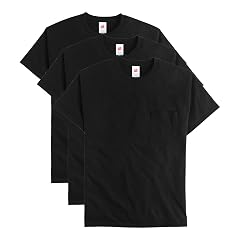 Hanes Mens Essentials Short-Sleeve Pocket T-Shirt Pack Cotton Crewneck Tee 3-Pack