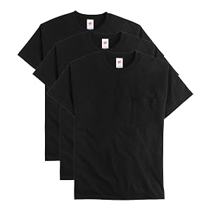 Hanes Mens Essentials Short-Sleeve Pocket T-Shirt Pack Cotton Crewneck Tee 3-Pack