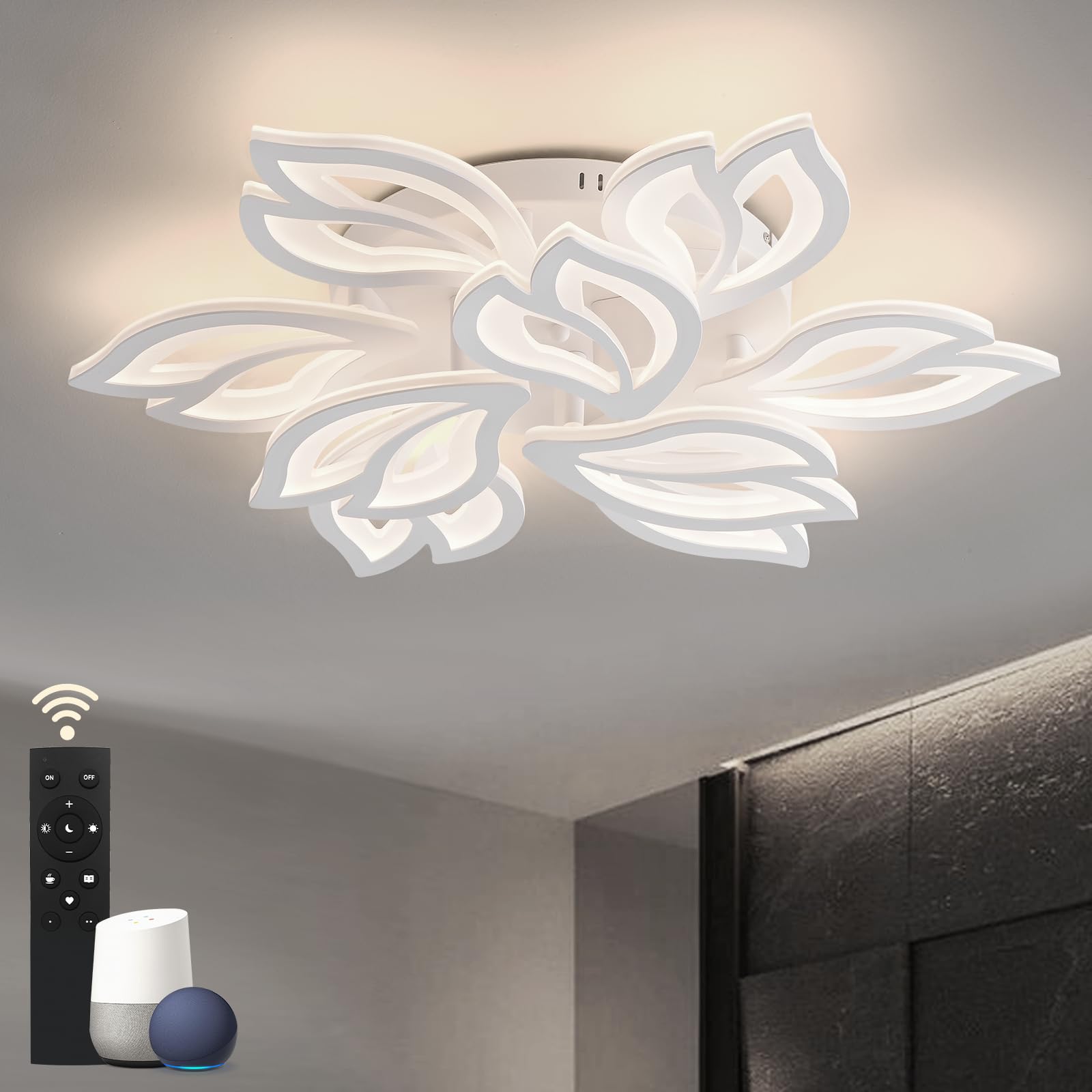 BAYHT Plafoniera LED Soffitto, 120W Lampada da Soffitto con Matter Compatibile con HomeKit, Alexa, Google e IFTTT, Moderna Plafoniera Intelligente per Soggiorno, Camera da Letto, Sala da Pranzo