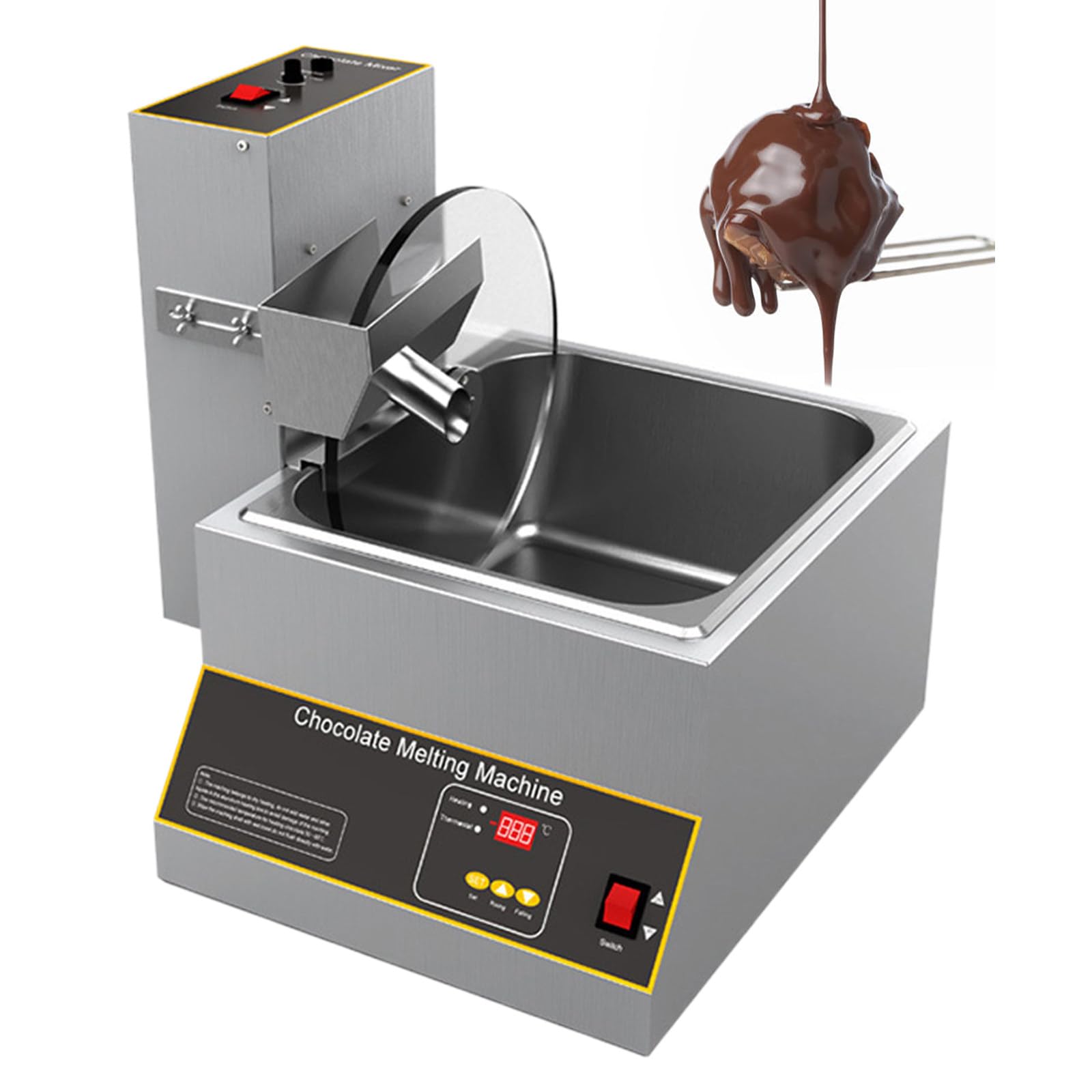 Tempéreuse à Chocolat Commerciale avec Distributeur Automatique et Table Vibrante en Acier Inoxydable, idéale pour Les Barres Chocolatées,12kg
