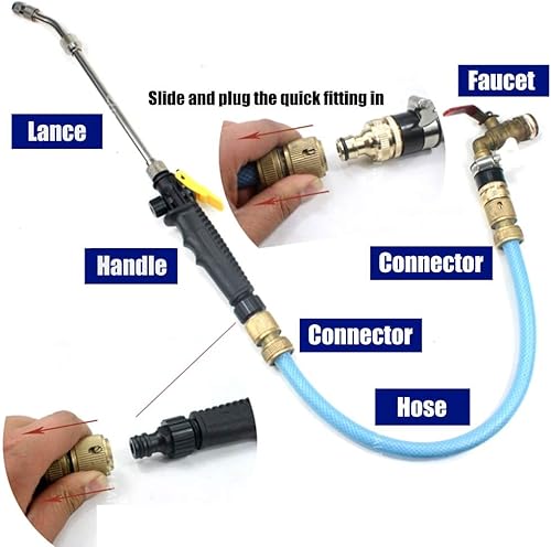 Miniatura 5 de Aditamento para lavar con chorro de agua a alta presión Pistola de agua portátil de alta presión Rociador extensible con 2 boquillas para manguera