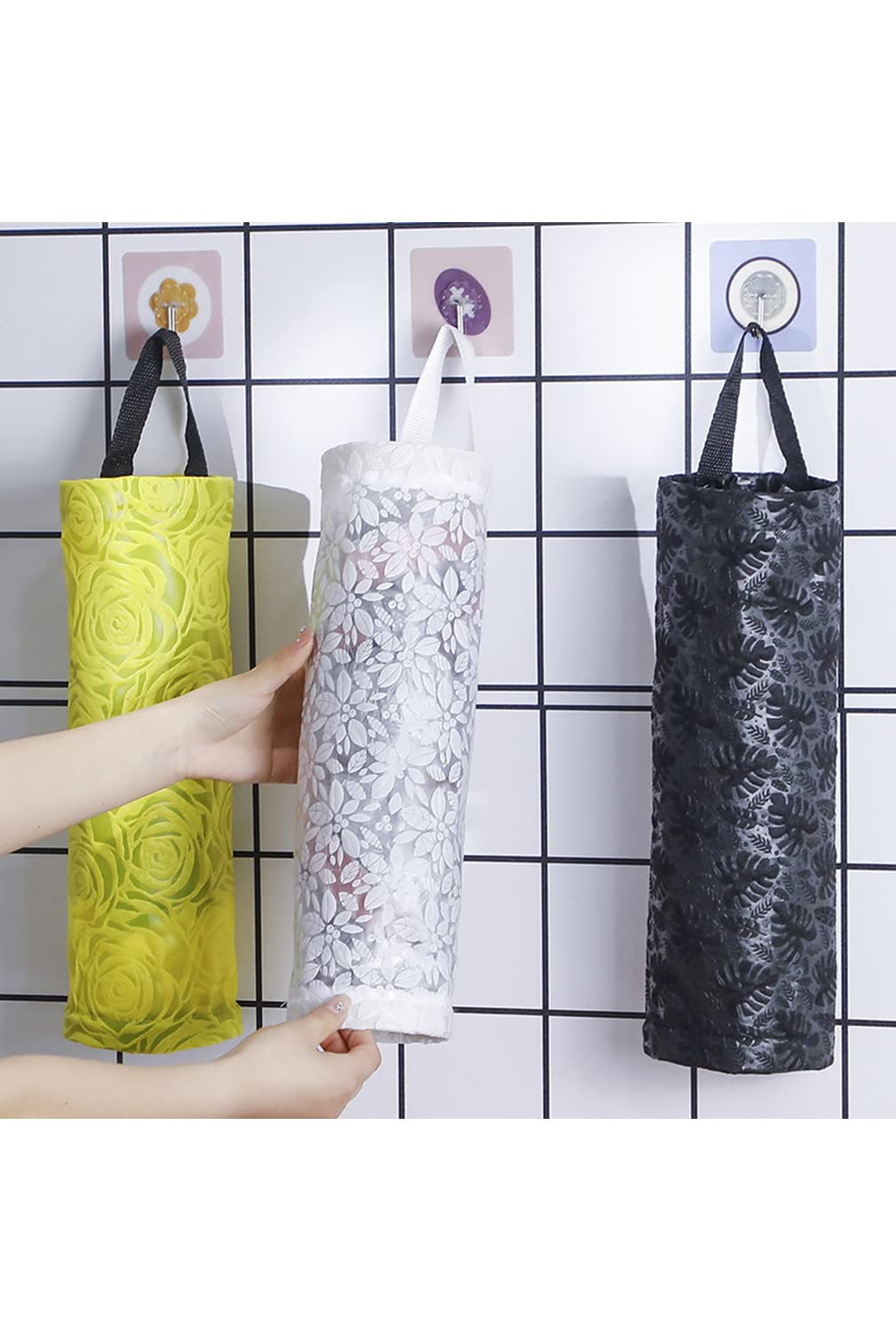 Pawleso Plastiktten Aufbewahrung, Plastiktten Halter fr Kche, 3 Stck  Mllsack Organizer mit Haken, zum Aufhngen von Mllbeuteln (3pcs (Gelb,  Schwarz, Wei)) : Amazon.de: Kche, Haushalt & Wohnen