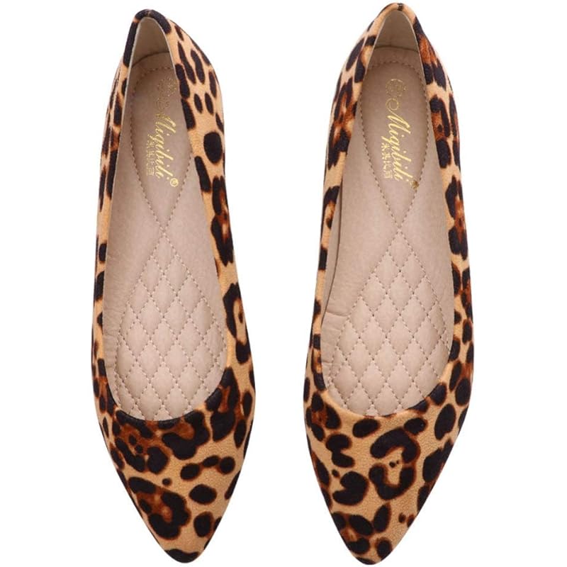 レディース 送関込 Chtom ヒョウ板プリントバレエフラットシューズ女性クラシックポイントローヒールマレール快適なウェディングパーティーシューズ Color Khaki Leopard Size 6 Uwatc9pyfn Haivang1855 Com