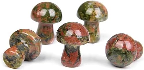 15 piezas de piedras naturales de unakita, escultura de hongos, decoración de cristal para manualidades en el hogar, maceta, mini hongo, fabricación