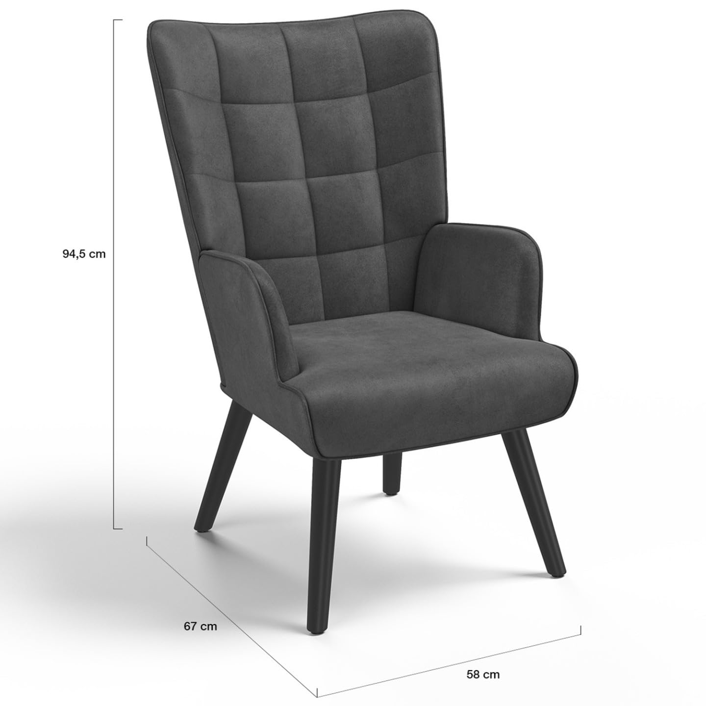 IDMarket - Fauteuil scandinave ANIA en Velours Gris