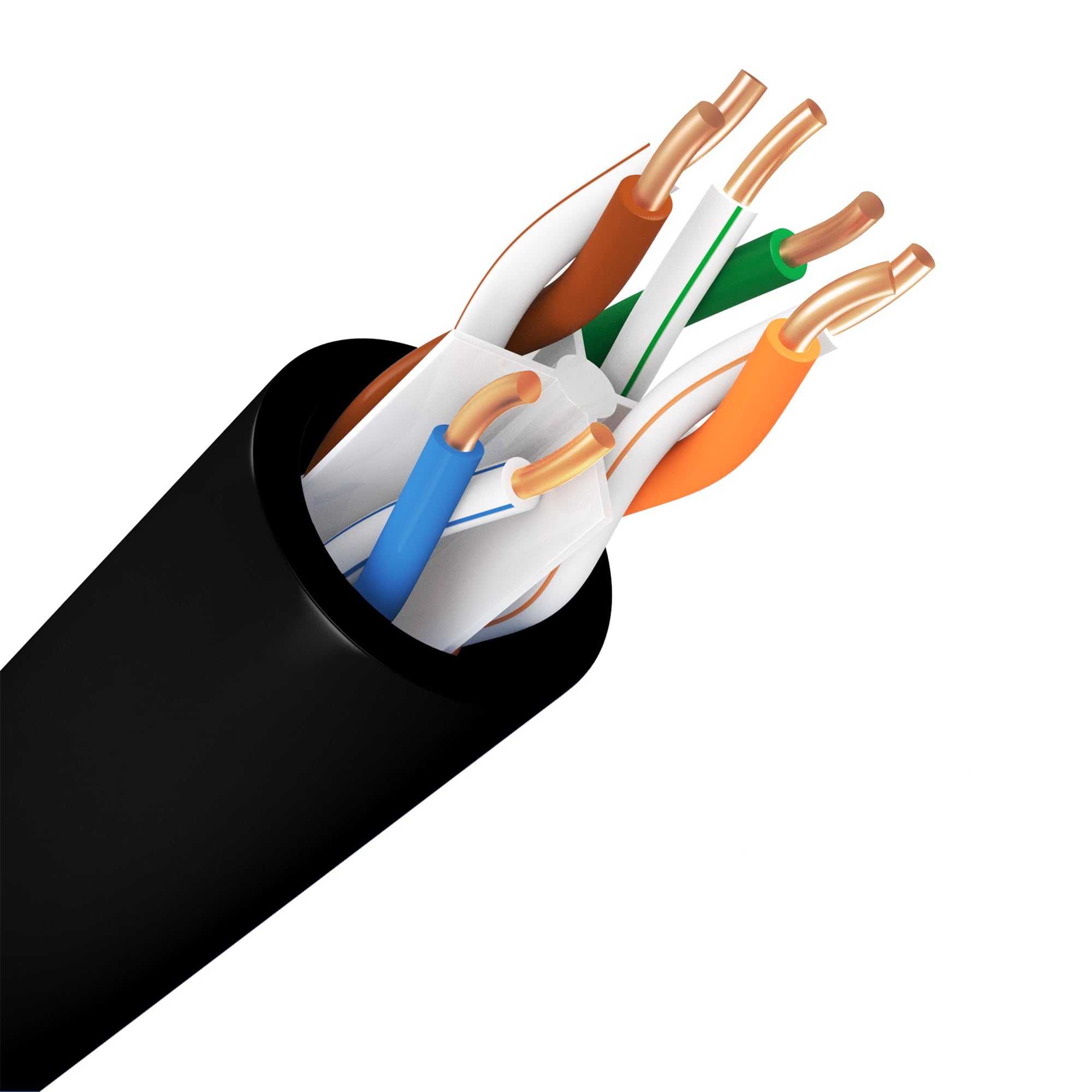 Cat 6A+ Ethernet Network Cable，700MHz 23AWG Solid Bare Copper Wire Outdoor/Indoor, No Ends 100/250/500/1000 Ft Available, Heat Resistant Plenum Rated (100 FT, CMP, Black-CMP)