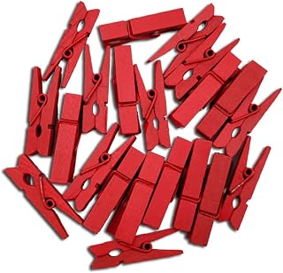CONGARTENO 100 Piezas Clips de Madera de Color Rojo Pinzas para Decoración Hogar Sellado de Snacks y Fotos Paquete