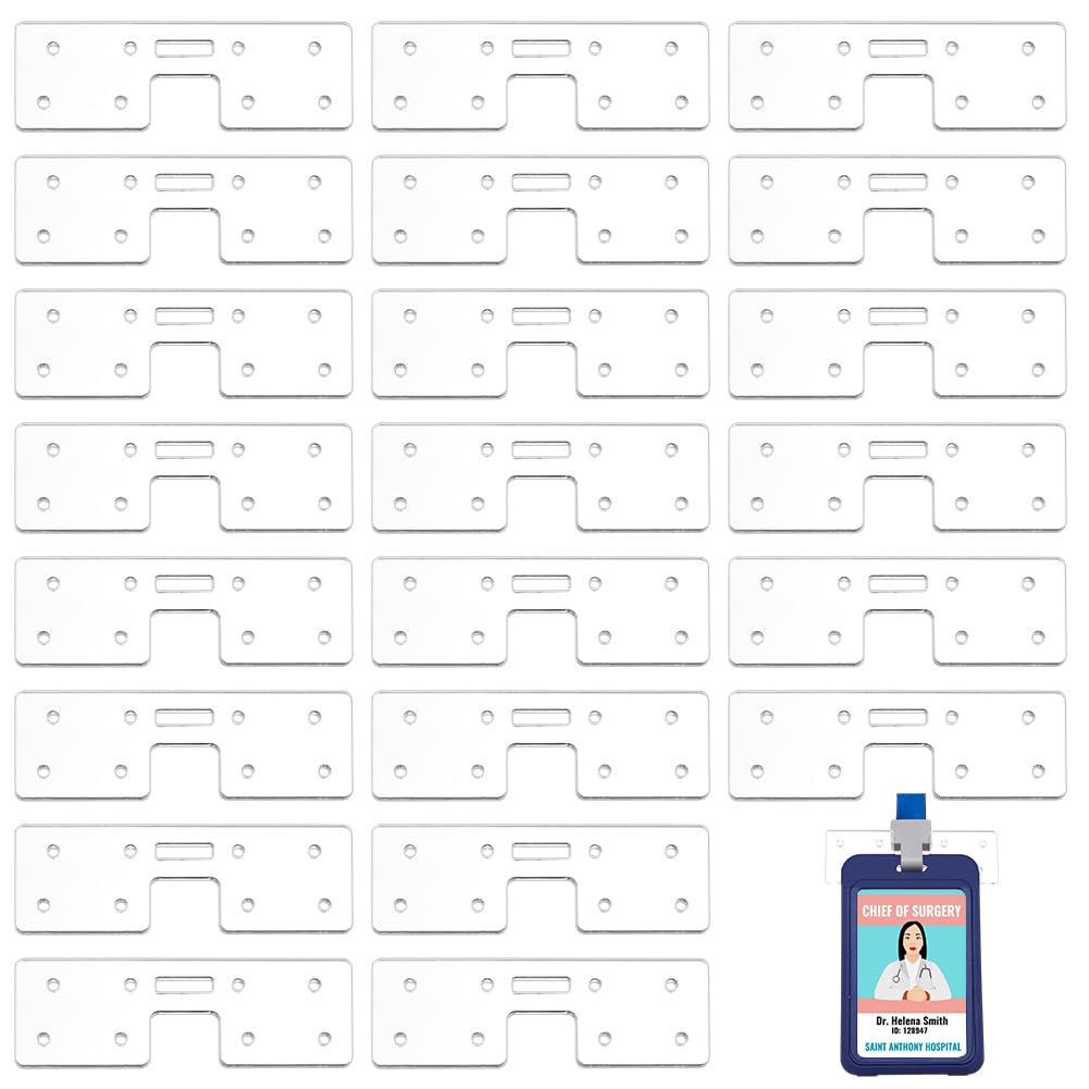 BENECREAT 24Pcs Acrylic Badge Buddy Topper, 87x30x2.5mm Badge Buddy Pin Holder for Nurse Doctor Staff Name Cards Display Pins