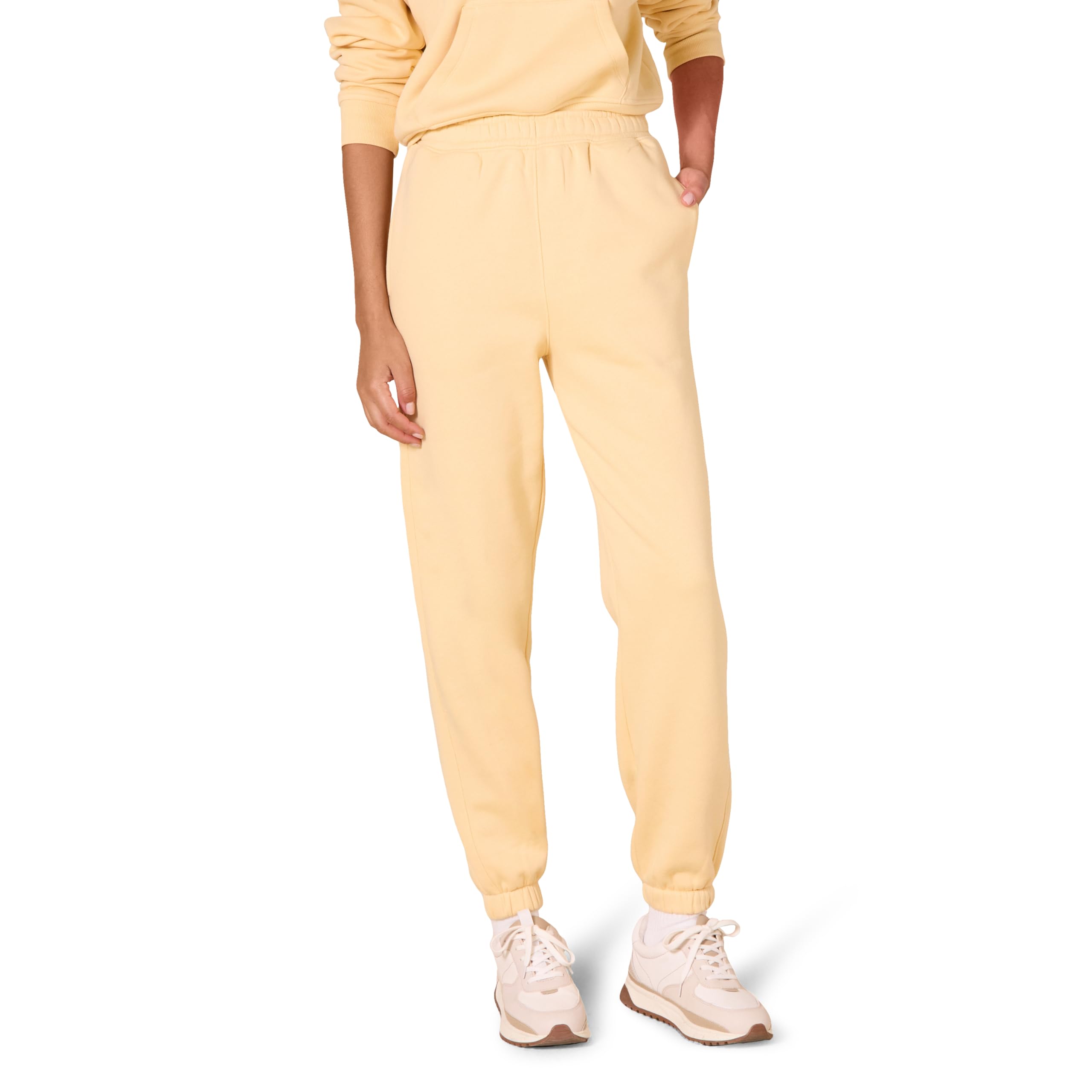 Amazon Essentials Women's Relaxed High Waist Joggers (Available in Plus Size), Warm Yellow, Large