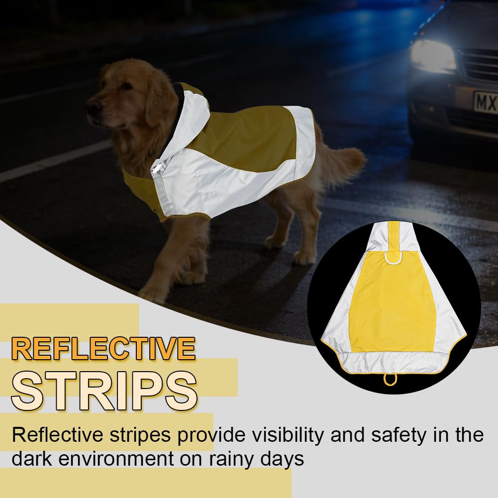 AOOWU Imperméable Chien, imperméable pour Chien étanche avec Bandes réfléchissantes, Manteau de Pluie imperméable pour Chien, Veste de Pluie réglable pour Chiens de Petite, Moyenne et Grande Taille