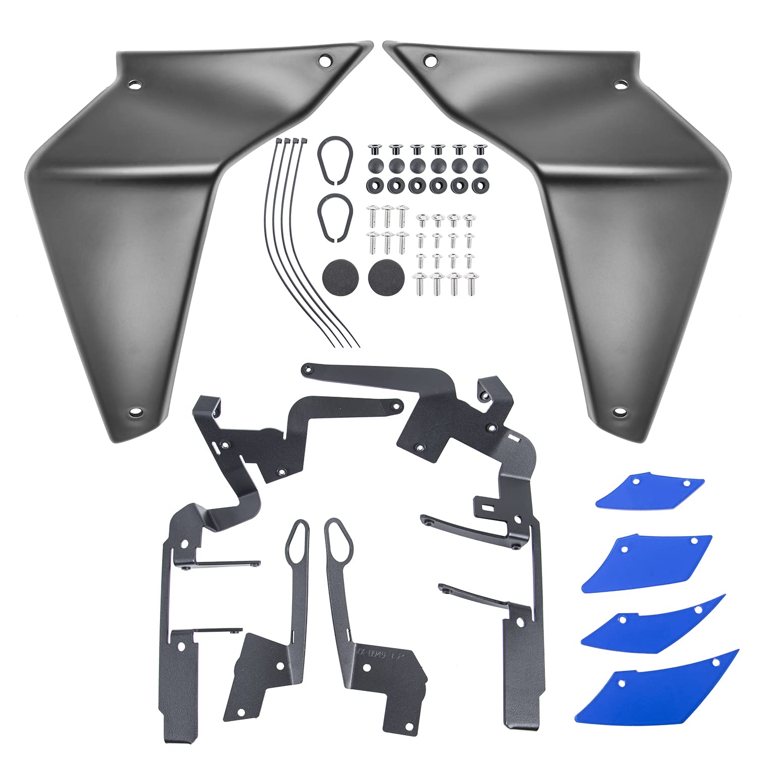 Déflecteurs d'ailes de carénage à ailettes Fixes pour Moto Down Force Naked Spoilers pour Y. amaha MT09 MT 09 MT-09 SP 2021 2022 2023 Pièces d'accessoires de Moto (Noir Mat avec Bleu)