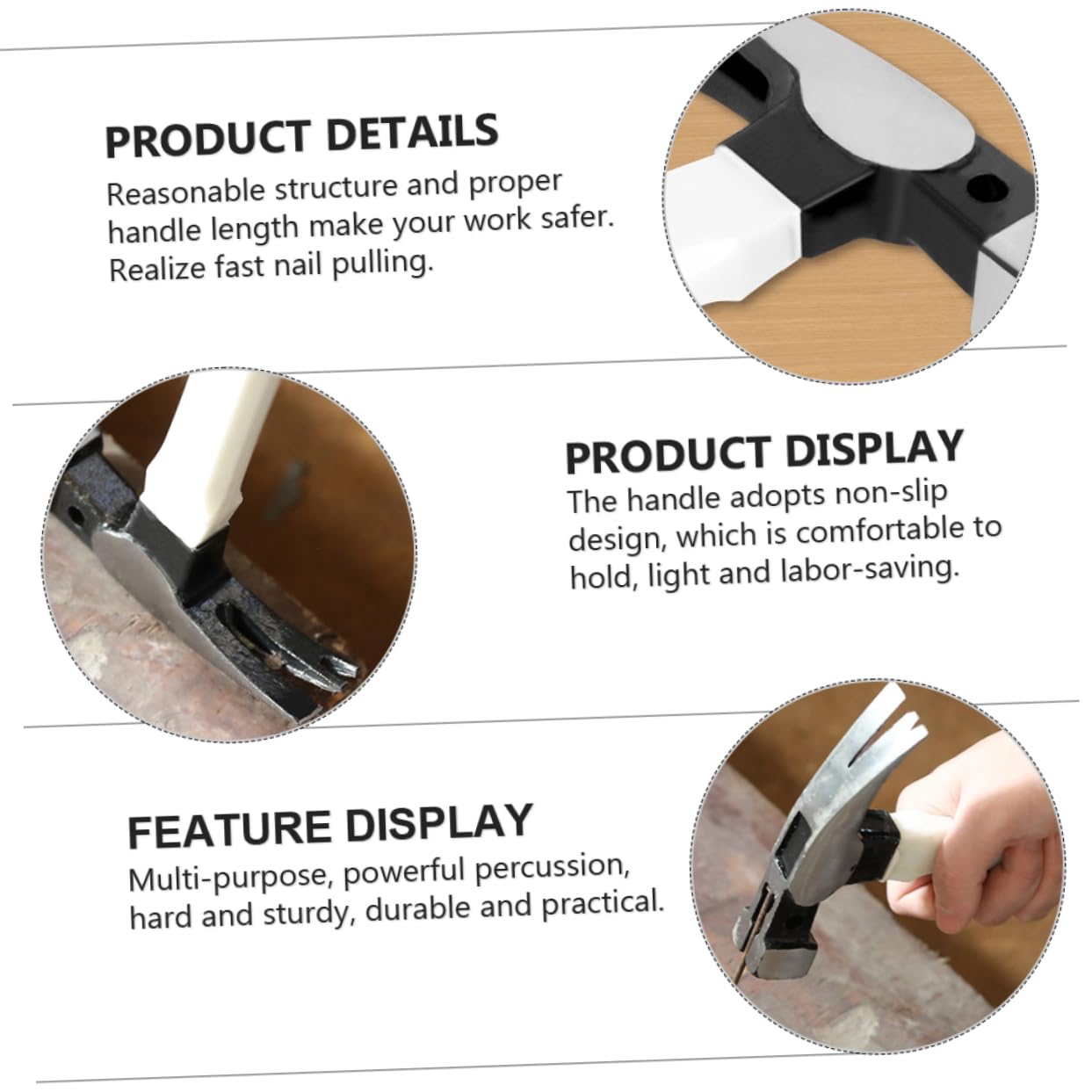Mipcase Outdoor Multi-functional Claw Hammers Set Anti-slip Nailing Hammer for Home Repair