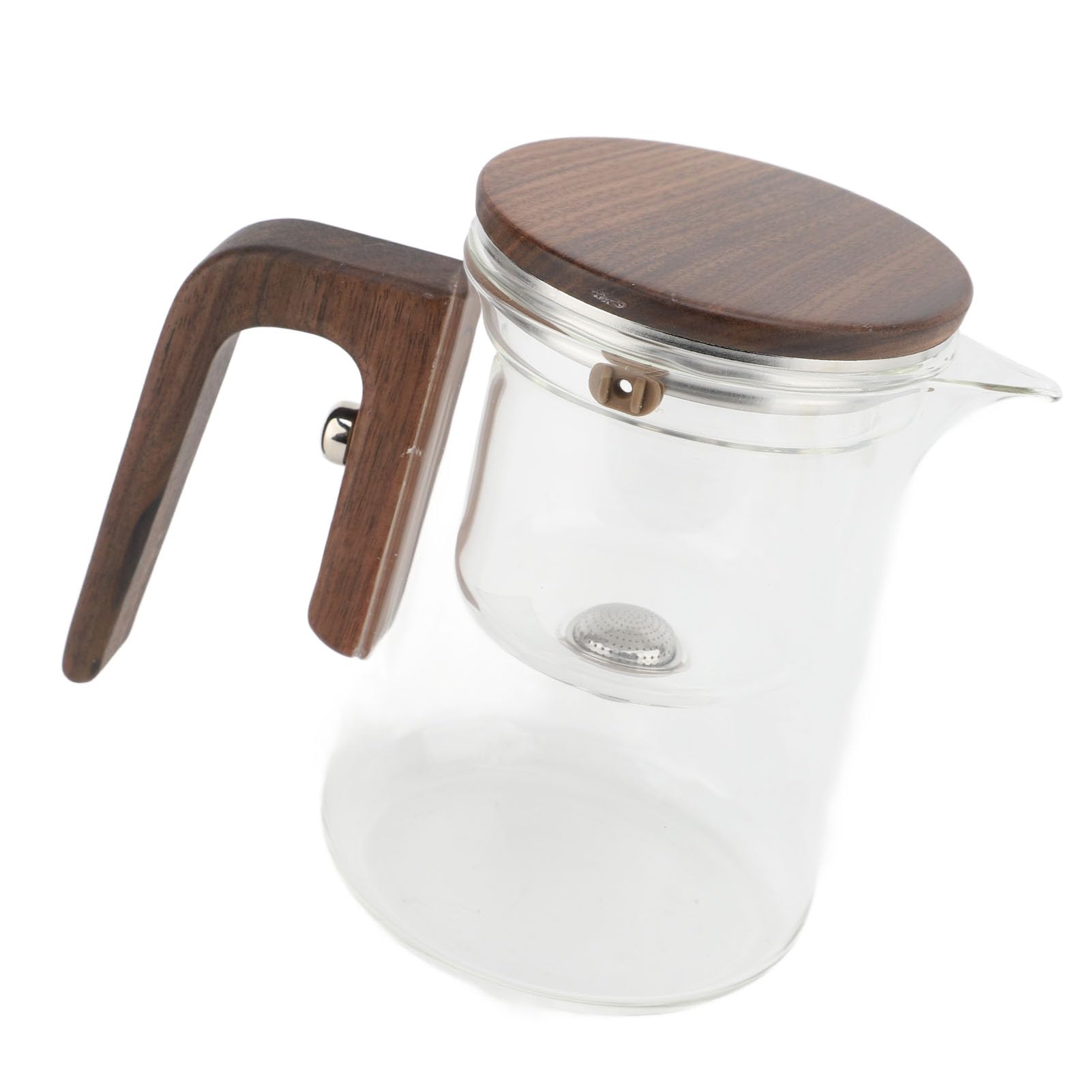 Tnfeeon Tetera de Vidrio Transparente de 600 Ml, Control de Botón de Bloqueo Magnético con Filtro de Acero Inoxidable, Perfecta para Preparar té de Hojas Sueltas en Casa u Oficina