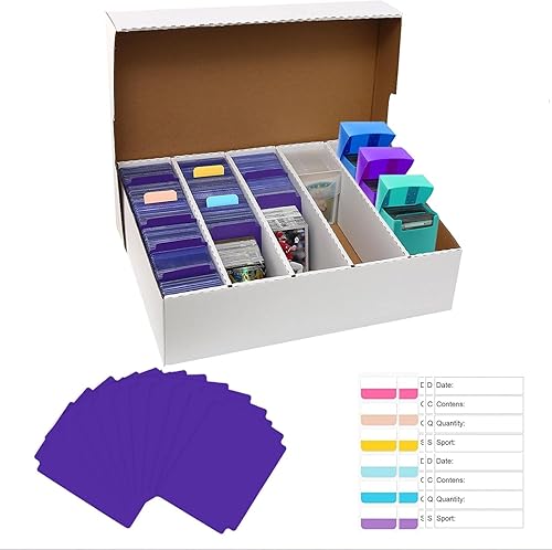 Miniatura 2 de Caja de almacenamiento de tarjetas de béisbol, paquete de 4 unidades en 2 tamaños. Caja de almacenamiento de tarjetas intercambiables, caja de