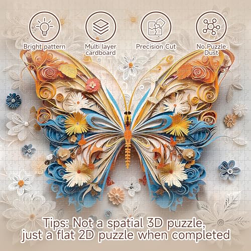 Butterfly Puzzles para Adultos 1000 Piezas, Rompecabezas de Mariposas y Flores Coloridas, Rompecabezas Artísticos de Papel Difíciles para Adultos miniatura 2