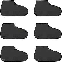 3 Pairs Waterproof Shoe Covers, Black Reusable Shoe Covers Slipcovers Non-Slip Silicone Shoe Covers for Women Men Rain Snow Day Beach Muddy Paths, Black/White, One size