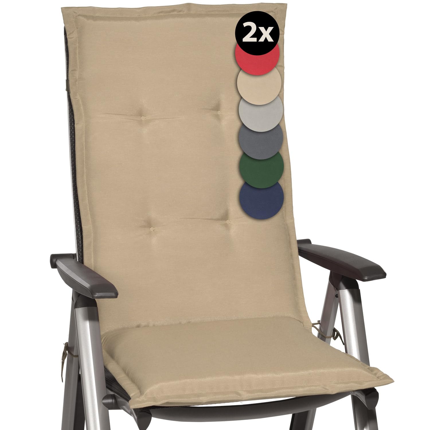 Beautissu Loft NL Kussen Set van 4 Kussens met Lage Rugleuning - 100 x 50 cm - Natuur - Zitkussen UV- Lichtecht Tuinstoelkussen met Schuimkernvulling