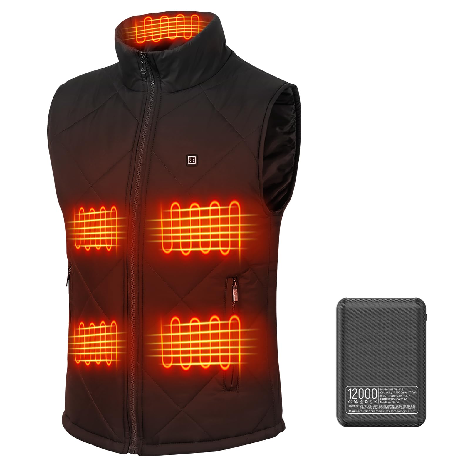 FERNIDAHeated Vest with 12000mAh Battery Pack Electric Heated Vest for Women Men, X-Large
