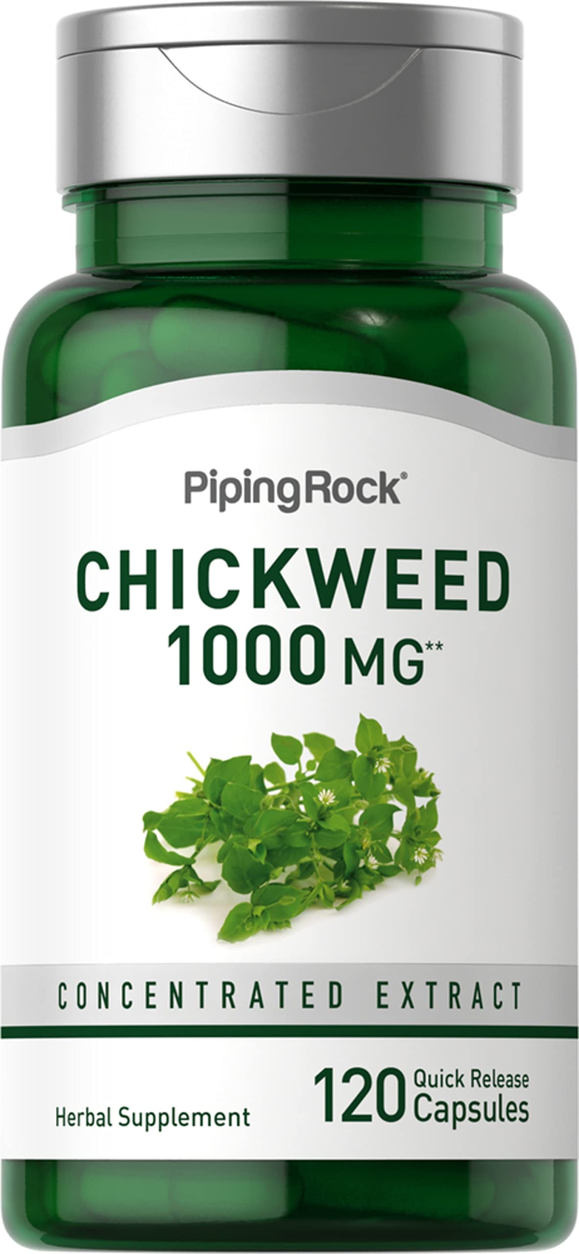 Piping Rock Chickweed Herb Capsules 1000mg | 120 Count | Non-GMO, Gluten Free