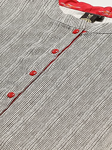Image of FABRIC FITOOR Women's Cotton Stripes Print Mandarin Collar Readymade Casual Shirt