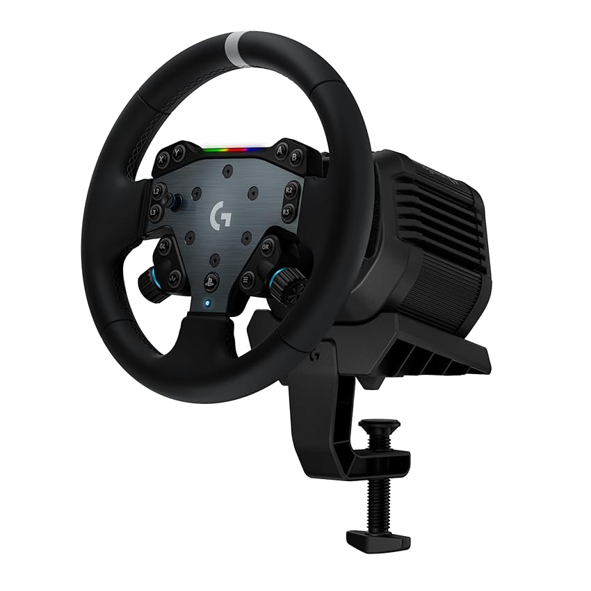 Logitech G RS50 System, set da corsa di simulazione a 3 pezzi: base volante per RS50 con trasmissione diretta da 8 Nm, RS Wheel Hub con 13 pulsanti e RS Round Wheel da 28 cm - PS5/PS4/PC - Nero